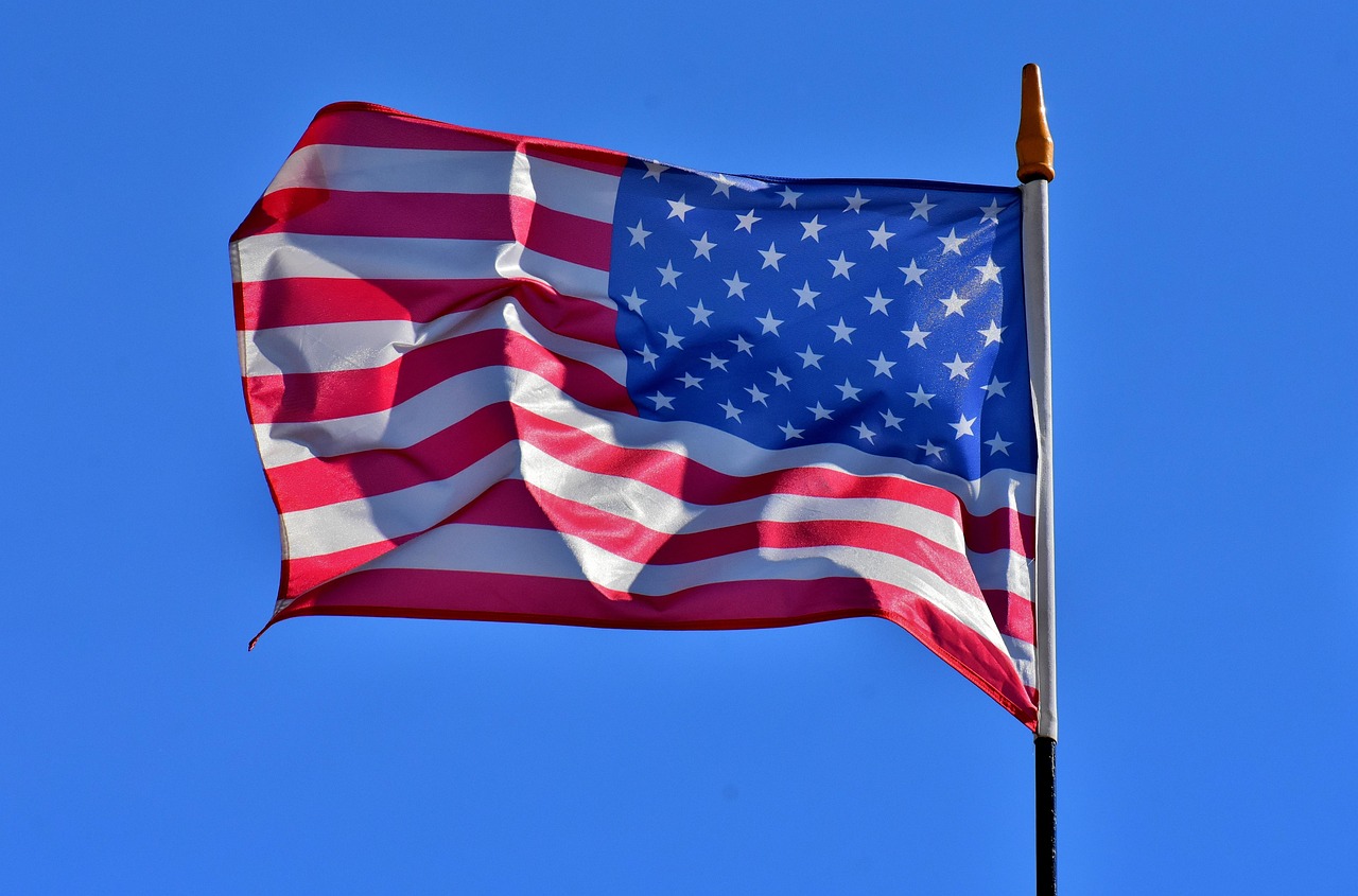 voting booth with US flag